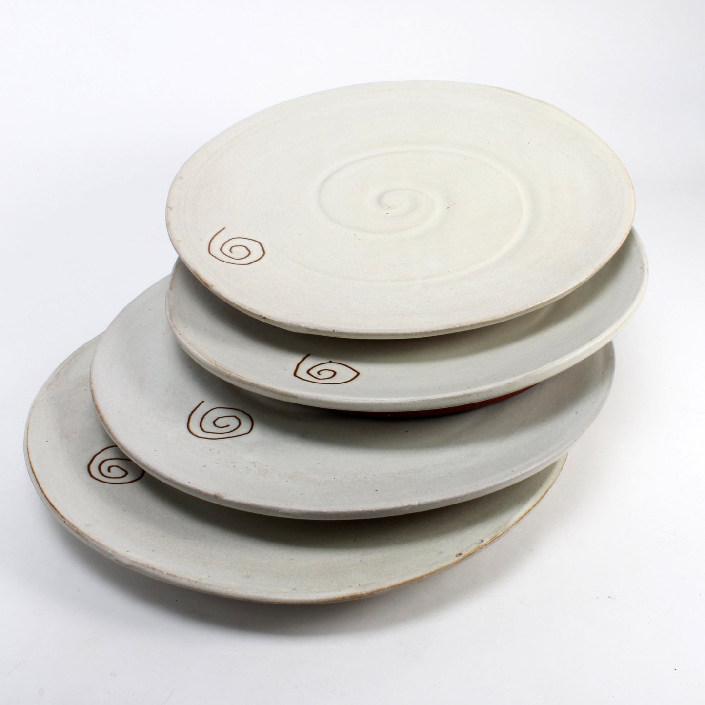 Dinner Plates - White with Spiral Design - Set of 4